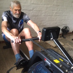Max on his rowing machine