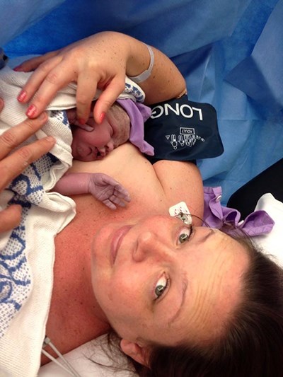 Letisha with her new born son