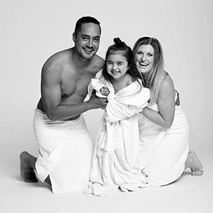 Tawhai and Emma and Dee in white towels