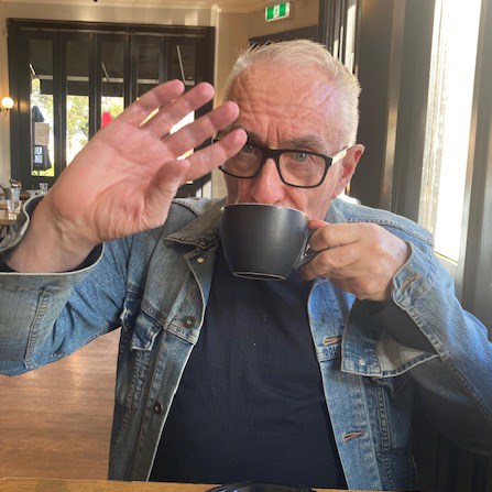 Bill enjoying a coffee