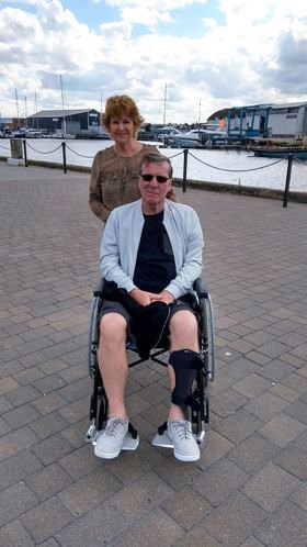 Gillian, and Paul in a wheelchair
