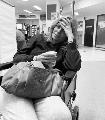 At the hospital having a stroke