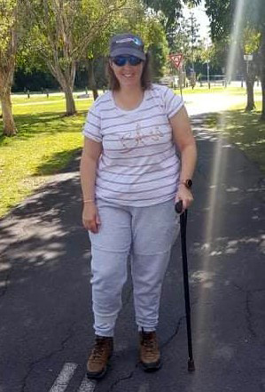 Sheree with her walking stick