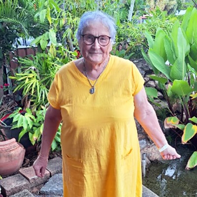 Jan in her garden in far north Queensland