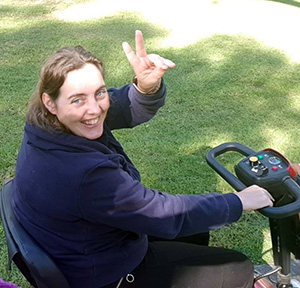 Sheree on her electric wheelchair