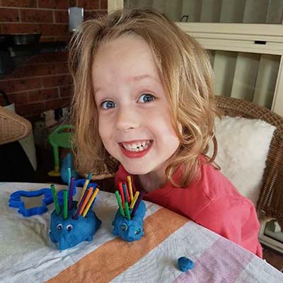 Four year old Carnley smiling