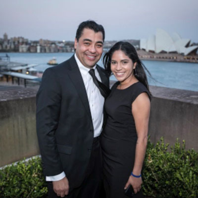 Young stroke advocate Priya with the CEO of Serco 