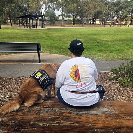 Bronwen with her dog sky
