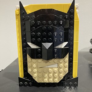 Damian and his Lego batman mask